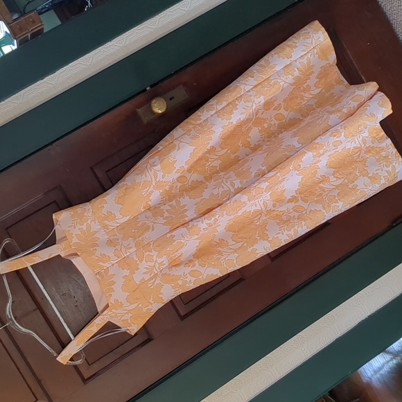 Kay Unger Ingrid Mango Jacquard Empire Waist Wide Leg Jumpsuit - Picture 10 of 16